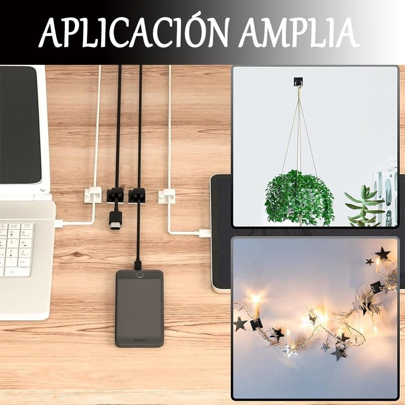 Lumbor37 Clips Organizador de Cables Autoadhesivo, 50 Piezas Clips Adhesivos