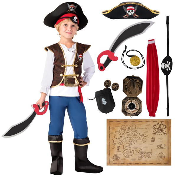 Spooktacular Creations Boys Pirate Costume for Kids Deluxe Costume Set (S 5-7)
