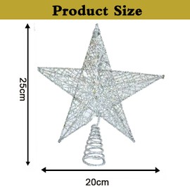 Christmas Tree Topper Star Decoration, Christmas Tree Topper, 10 Inch Christmas Tree Topper Star Tree Decoration, Metal Christmas Tree Star for Christmas Tree Topper, Party (Silver)