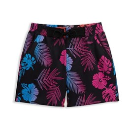 TomboyX Swim 7" Board Shorts, Quick Dry Bathing Suit Bottom Trunks, Adjustable Waistband Pockets Built-in Liner Full Coverage UPF 50 Sun Protection, Plus Size Inclusive -Large/Tropadelic