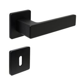 FELGNER Bormio Handle Set for Deadlock | High-Quality Modern Door Panel Door Handles Door Handle Door Fitting Rosette for Interior Doors Room Doors Matte Black