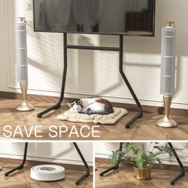 Rfiver Floor TV Stand for 60-86 Inch TV LCD LED Flat Curved TVs with Mount up to 150 lbs, Height Adjustable Heavy Duty TV Stand, Entertainment Center with Cable Management, Max VESA 600x400 mm