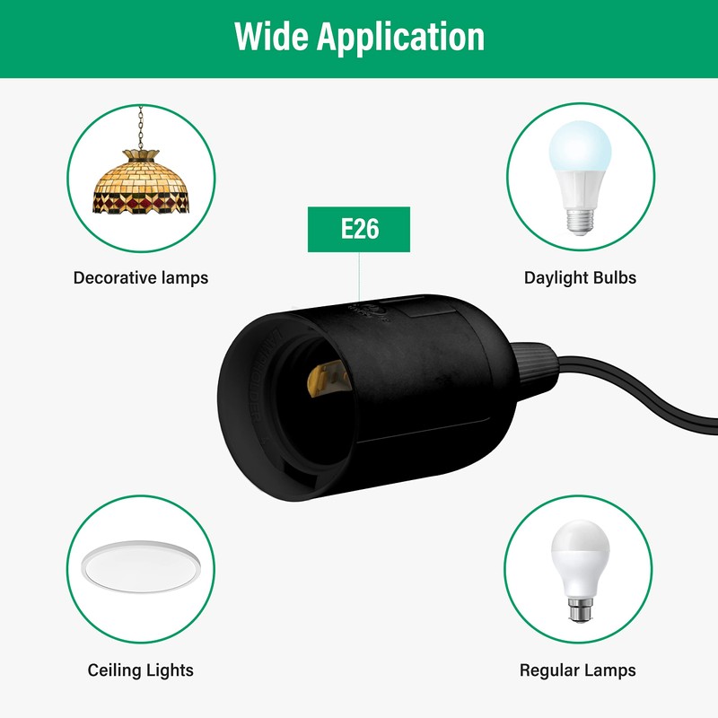 YSSOA 20ft Extension Hanging Lantern Pendant Light Cord Cable with