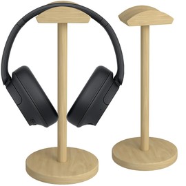 Headphone Stand Gaming Headset Holder Display Earphone with Supporting Bar Desktop Storage Headrest Wooden Solid Base for Nature Size Music Artful Functional Craftsmanship