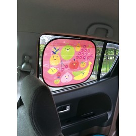 DECOLE DR-51603 Self-Stick Car Sunshade, Fruit, Car Goods, Car Goods, For Cars, Windows, Sides, Sun Shades, Kids, Compact, No Suction Cup, Easy to Stick and Remove