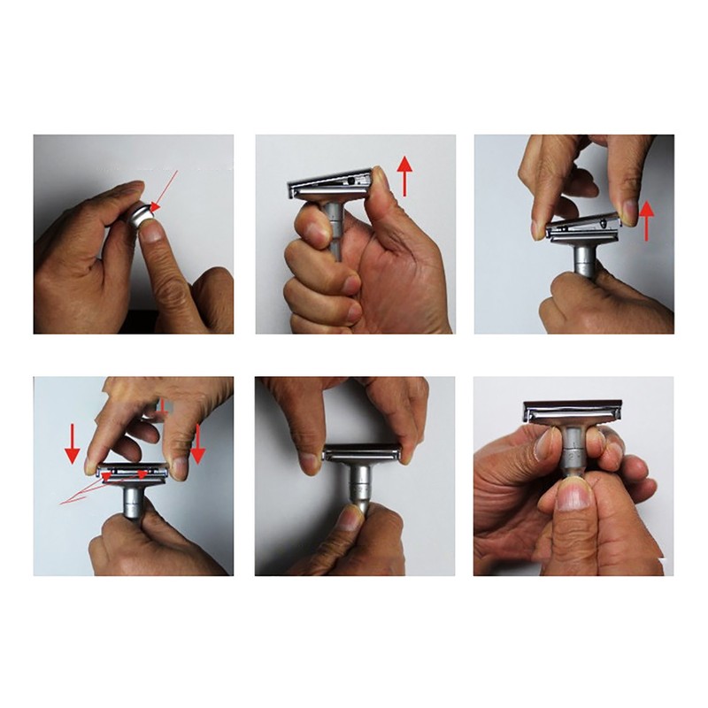Men Hand Shaving Knife Set with 5Pcs Double Edge Replacement