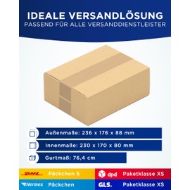 Folding Boxes 230 x 170 x 80 mm Pack of 100 | Small Corrugated Cardboard Boxes | Ideal for Goods Shipments