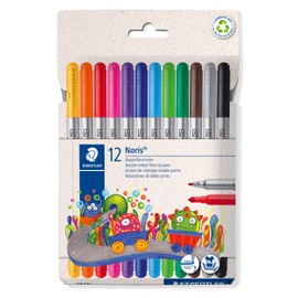 Staedtler Noris 320 320 C12 Double Fibre Tip Pens Impression-proof Tip Washable Line Width 1-3 mm Cardboard Case with 12 Fibre Tip Pens in Assorted Colours