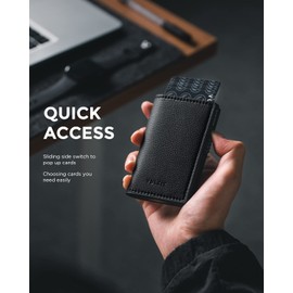VULKIT Card Holder Pop Up Wallet RFID Blocking Slim Leather Card Wallet Holds 11 Cards and Notes