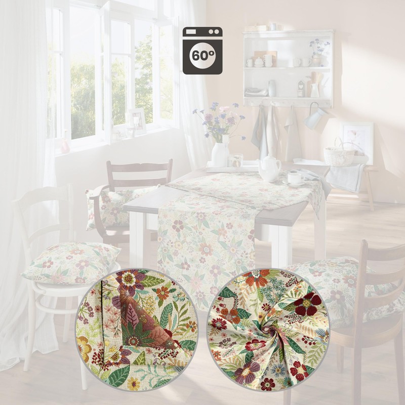 Erwin Müller 511898 Table Runner Flowers Natural Colourful Size 50