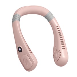 Portable Neck Fan Hands Free Bladeless Fan USB Rechargeable Quiet Foldable Wearable Personal Fan with 5 Speed Digital Display Pink