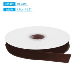 MECCANIXITY Velvet Ribbon 5/8 Inch x 10 Yard Single Face Spool Silky Velvet Fabric for Bouquets DIY Crafts Gift Wrapping Wedding Party Brown