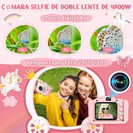 SlowTon Cámara para Niños, Cámara Fotografica Digital con 48 MP y Tarjeta de Memoria de 64 G, Mini Cámara 1080P HD con Pantalla IPS de 2,4'' y Video d