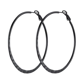 PROSTEEL Women's Flat Hoop Earrings 30 mm/40 mm/60 mm/80 mm Stainless Steel/18 K Gold-Plated Hoop Earrings Large Circle Hoop Earrings Accessory for Women Girls, Stainless Steel, No Gemstone