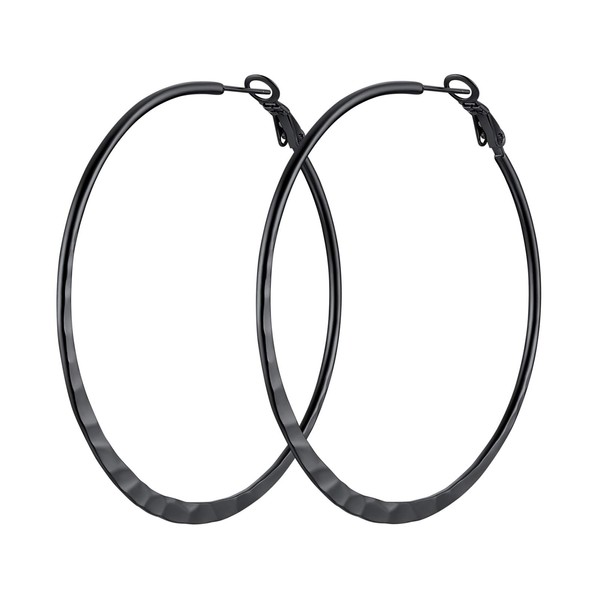 PROSTEEL Women's Flat Hoop Earrings 30 mm/40 mm/60 mm/80 mm