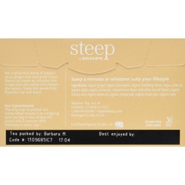 steep by Bigelow Organic Lemon Ginger Caffeine-Free Herbal Tea, 20 Count