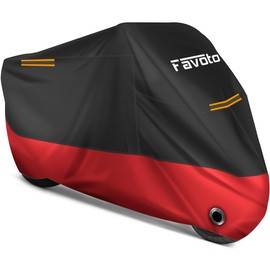 Favoto Motorcycle Cover Waterproof Outdoor - 96.5 inches Length All Season Universal Weather Rain Sun Protection Night Reflector with Lock-Holes Storage Bag Motorbike Vehicle Cover
