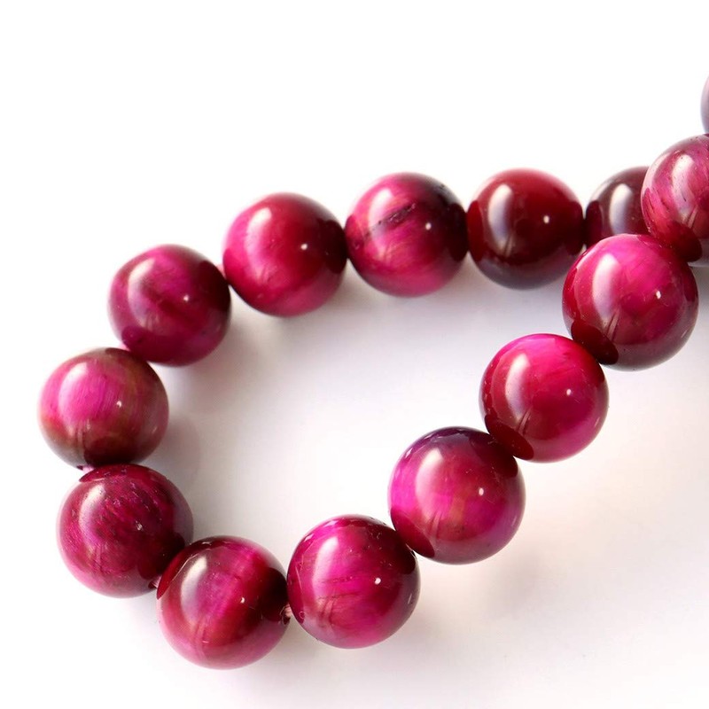 Gold Stone Pink Tiger Eye Bracelet, 0.3 inches (8 mm),