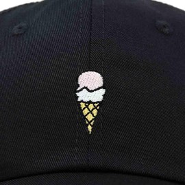 DALIX Double Scoop Embroidered Ice Cream Dad Hat Embroidered Cap Women in Black