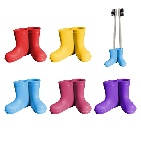 CVDYWDJIE 5-Teiliger Zahnbürstenhalter In Regenstiefelform, Kreativer Zahnbürstenhalter, Niedlicher Cartoon-Zahnbürstenhalter, Badezimmer-Organizer,