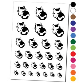 Cat Backside Temporary Tattoo Water Resistant Fake Body Art Set Collection - Black (One Sheet)