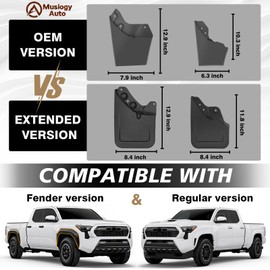 Muslogy Mud Flaps Splash Guards Compatible with Toyota Tacoma 2024 Accessories Front and Rear Mud Guards 4PCS No Drilling Heavy Duty Fender Mudguards Kit with Hardware Accessories(Extra Large Version)