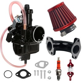 VM22 26mm Carburetor with Black Coating and Aluminum Fuel Filter and High Performance Three-Jaw Spark Plug for 110cc 125cc 140cc Lifan YX Zongshen Apollo X15