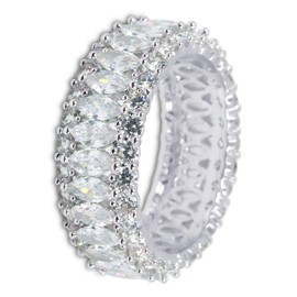 Savlano 18K Gold Plated Cubic Zirconia Marquis Cut Eternity Lustrous Ring Band for Women (8)