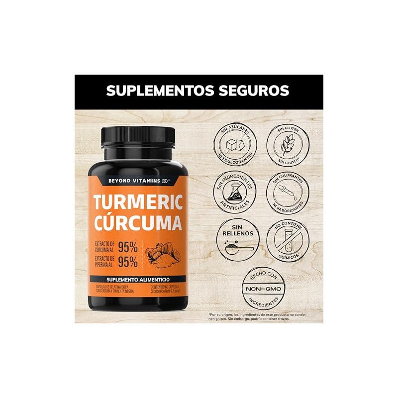 Turmeric Cúrcuma con Extracto de Raíz de Cúrcuma Estandarizada al