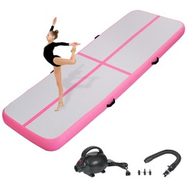 KIKILIVE Inflatable Air Gymnastics Tumbling Mat 10ft, Air Tumble Track Mat 4 inches Thickness with Electric Air Pump for Home Use/Training/Cheerleading/Yoga/Water/Beach/Park