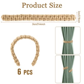 DARENYI 6 Pack Braided Curtain Tiebacks Modern Simple Curtain Tie Backs