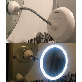 LAND OF MYTH - Şerit LED Işıklı Banyo Makyaj-Tıraş Aynası, 10X HD Büyütme, Esnek, Dokunmatik Işık Kısma, Ayarlanabilir Kol