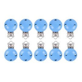 Hitopin Schnullerclip, 10 Stücke Schnuller Clips, Schnullerclip Holz, Schnullerclips Set, Schnuller Verschlüsse Halter, Schnullerketten Zubehör, Für DIY, Basteln (Dunkelblau)