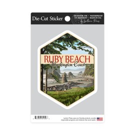 Die Cut Sticker Ruby Beach, Washington, Washington Coast, Contour Vinyl Sticker 3 to 6 inches, (Waterproof Decal for Cars, Water Bottles, Laptops, Coolers), Large