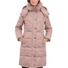LONDON FOG Women's Chevron Coat with Faux Fur Trimmed Hood,