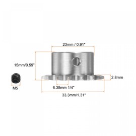 sourcing map Roller Sprocket Type B 15 Teeth 14 mm Bore Stainless Steel Motor Drive Gear