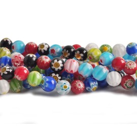 Millefiori beads for Jewelry Making 8mm Millefiori Lampwork Glass Beads Flower Mosaic Beads 46pcs/Strand