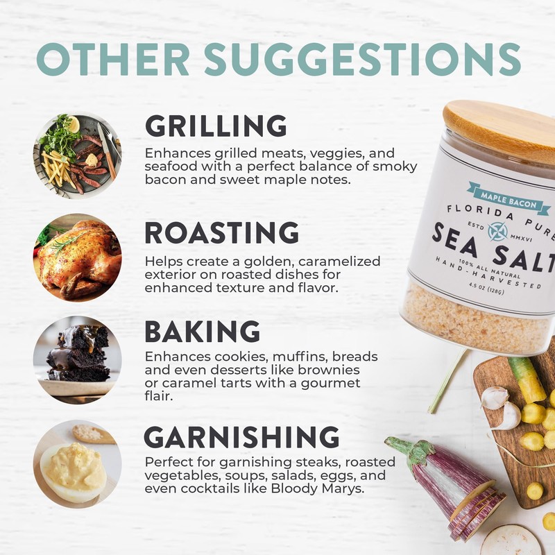 FLORIDA PURE Maple Bacon Sea Salt - Smoky, 80+ Mineral