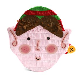 Christmas Pinata Fun Size Xmas Elf Head Shaped Pinata With Face Stickers - Fun Kids Party Activity Decoration