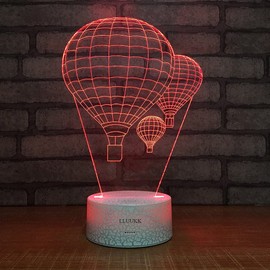 Globo de aire caliente, luz nocturna 3D visual LED de computadora, globo de fuego, juguete para decoración de la habitación del hogar, 7 colores cambiantes, regalo de cumpleaños, regalo de Navidad para niños y adultos