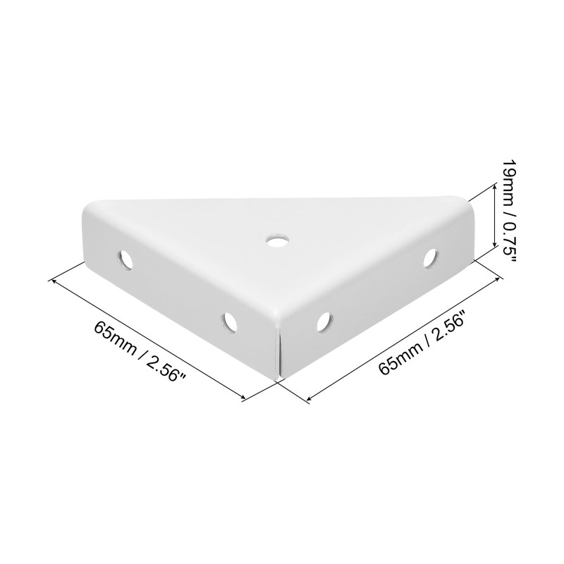 uxcell 12Pcs Angle Corner Brackets, 65x19x65mm Cold Rolled Steel Braces