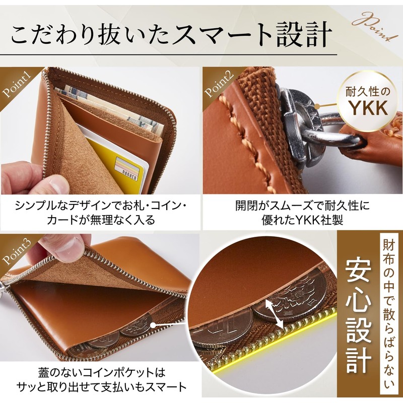 BARBERINI Men's Coin Purse, L-Shaped Zipper, Genuine Leather, Coin Case,