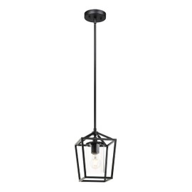 XiNBEi Lighting Black Pendant Light, Modern Farmhouse Adjustable Hanging Lantern Pendant Lighting for Kitchen Island Hallway Dining Room XB-P1295-MB