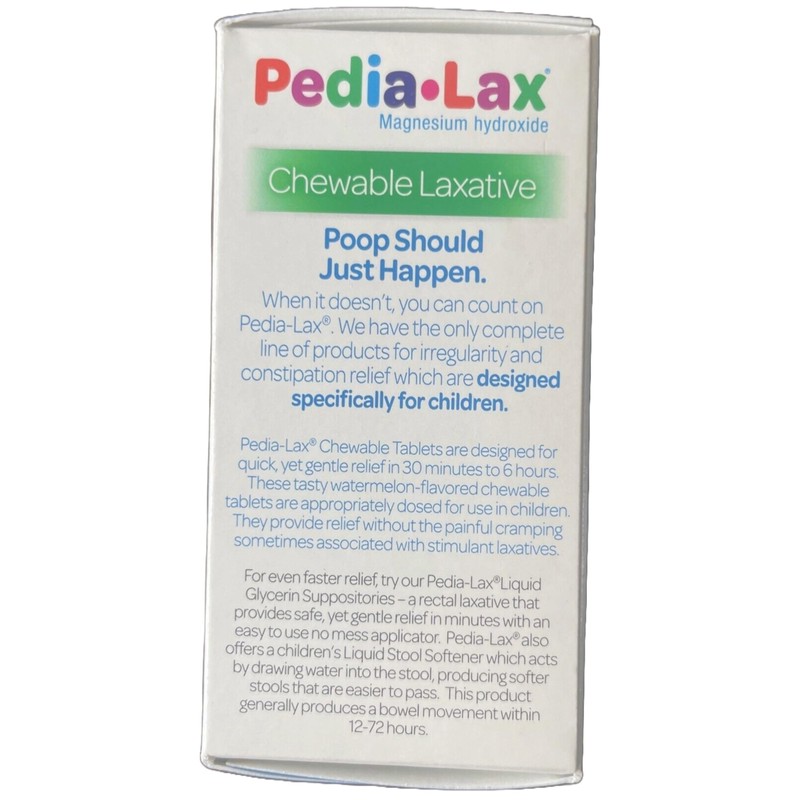 Pedia-Lax Laxative Chewable Tablets for Kids, Ages 2-11, Watermelon Flavor,
