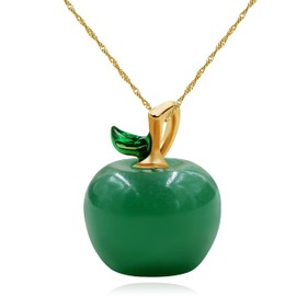 Uloveido Natural Aventurine Stone Green Apple Necklace Fruit Pendant Thanksgiving Gifts for Daughter from Mom Y4029