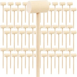 DEAYOU 60 PCS Mini Wooden Hammers Mallets, Crab Mallet Wood Hammer for Chocolate, Breakable Hearts, Small Multi-Purpose Hardwood Cracking Tool Beating Gavel for Lobster, Seafood, Shellfish, Crafts