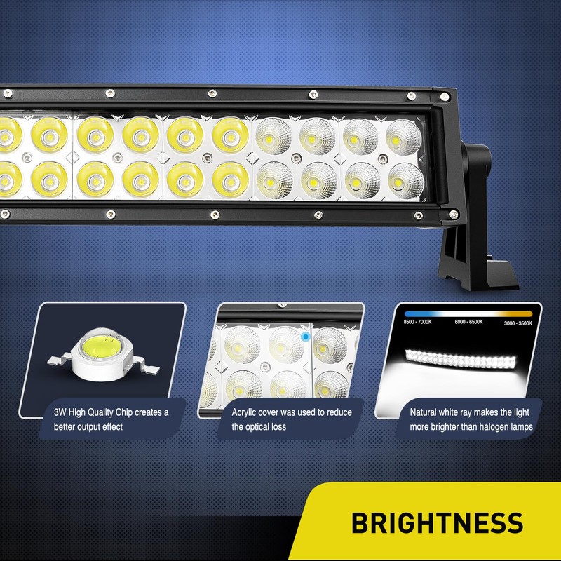 Nilight - 70015C-A LED Light Bar 22Inch 120W Curved Spot