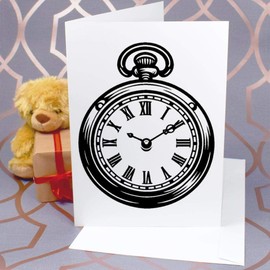 Large (A4) 'Vintage Pocket Watch' Blank Greeting Card (GC00064106)