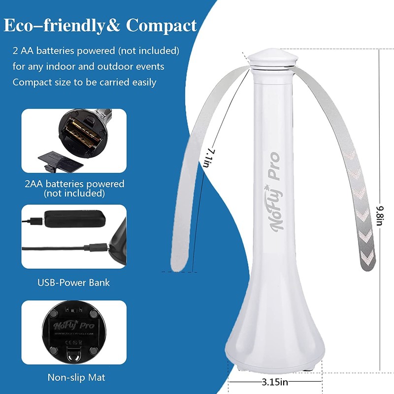 Fly Fans for Tables, Outdoor Fly Repellent Fna (White, 4