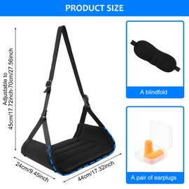 Airplane Foot Hammock Adjustable Airplane Footrest with Eye Mask and Earplug to Relax Your Feet Portable Foot Rest Hammock for Long Flight Desk Foot Hammock Travel Foot Rest